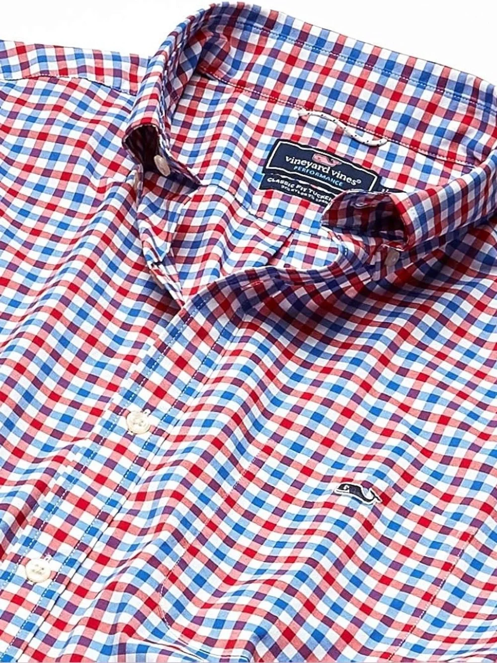 Vineyard Vines Pink and Navy Gingham Button-Down Shirt 🐋 - Picture 3 of 11
